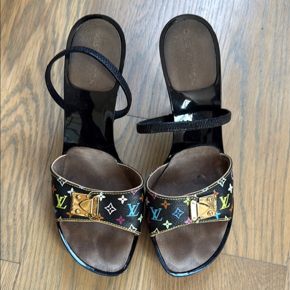 Louis Vuitton Women's Black Multicolor Sandals Size 6 - Picture 1 of 8